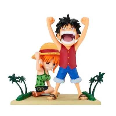 Immagine di Banpresto Figura d&#039;azione Monkey D. Luffy &amp; Nami One Piece World Collectable Log Stories 7 cm BP89111P Multicolore Statuetta da collezione ideale per i fan degli anime