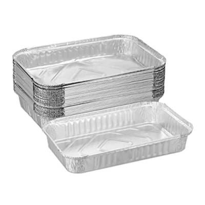 Immagine di Relaxdays Vaschette in Alluminio per Barbecue, Set da 25, L x P: 31 21 cm, Contenitori Rettangolari Grill, Argento
