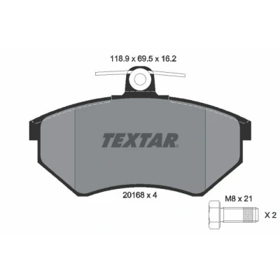 Immagine di TEXTAR 2016801 Kit pastiglie freno Non predisposto per contatto segnalazione usura con bulloni pinza VOLKSWAGEN: Passat B3/B4 Variant