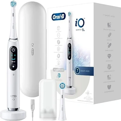 Immagine di Oral B iO Series 9 Spazzolino Elettrico Elettrico, 2 7 Modalità di Pulizia, Cura Dentale, Display a colori, Custodia Ricarica, Bianco Alabastro