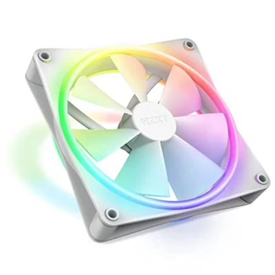 Immagine di NZXT F140 RGB Duo RF D14SF W1 Ventola a due lati da 140 mm 20 LED indirizzabili individualmente Flusso d&#039;aria e pressione statica bilanciati Controllo PWM Bianco