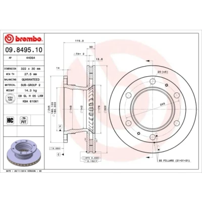 Immagine di BREMBO 09.8495.10 Disco freno 322 30 6 ventilazione interna ad alto tenore di carbonio NISSAN: ATLEON