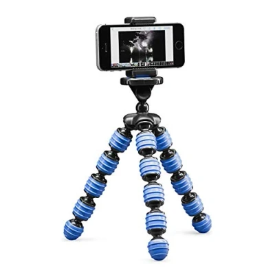 Immagine di Cullmann Alpha 350 mobile flessibile mini treppiede con supporto per smartphone, blu, carico massimo 1 kg, 204g leggero