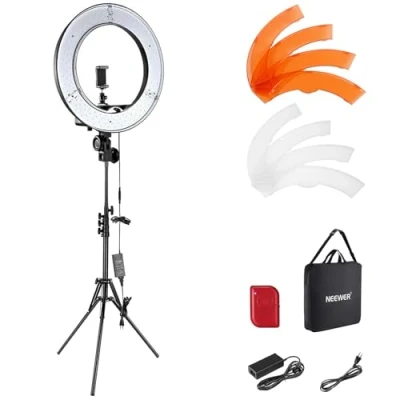 Immagine di NEEWER Luce ad Anello LED 48cm Esterno 55W 5600K Dimmerabile con Stativo di Luce, Ricevitore Bluetooth per Smartphone, Youtube, TikTok, Autoritratto
