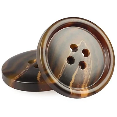 Immagine di Bottoni in resina a 4 fori per abito, classici e semplici, misure assortite, confezione da 10, Coffee, 23 mm