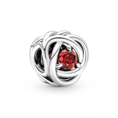 Immagine di PANDORA Ciondolo Moments con Eternity Circle in argento Sterling vero cristallo rosso