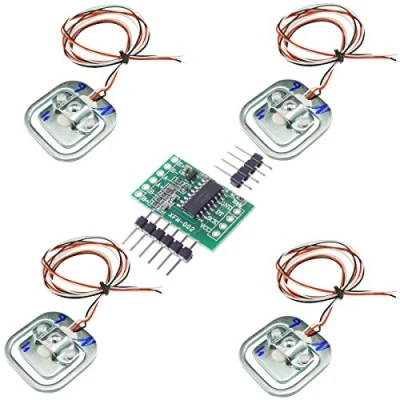 Immagine di Aihasd 4 pezzi Cella di carico a Mezzo ponte 50 kg Estensimetri Sensore peso + 1 pezzo HX711 Modulo pesatura AD amplificatore per Arduino