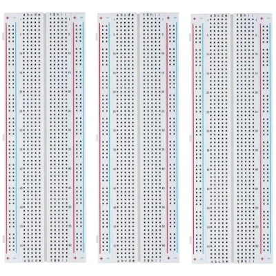 Immagine di MMOBIEL 3 pz. Kit circuito prototipo Breadboard 830 punti senza saldatura Compatibile con progetti Arduino fai da te, Raspberry Pi 2 4 blocchi di giunzione distribuzione Proto Shield