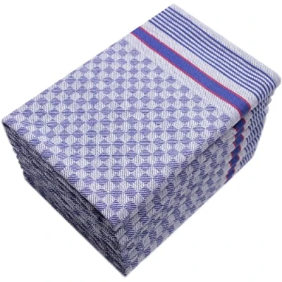 Immagine di ZOLLNER Set di 10 Strofinacci, 50x100 cm, Bianco e Blu, Altri Colori
