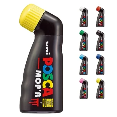 Immagine di POSCA uni ball 183207 Marker MOP&#039;R PCM 22, punta rotonda 3 19 mm, giallo, 1 pezzo, forma ergonomica