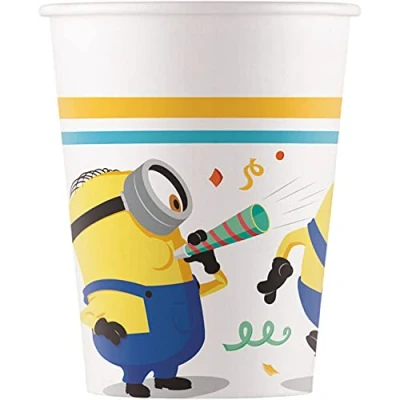 Immagine di Procos Bicchieri Carta FSC Minions Rise of Gru (200ml), 8 Pezzi Folat 200ml 8, Multicolore, Unità (Confezione da 1), 93512P