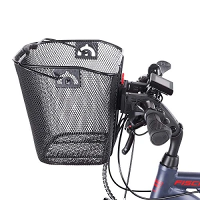Immagine di Fischer E Bike Lenkerkorb mit Schnellbefestigung, Cestino per Bicicletta elettrica Unisex Adulto, Nero, engmaschig