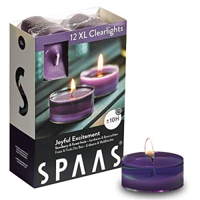 Immagine di Spaas 12 candeline profumate in Tazza Trasparente, Cera di paraffina, plastica, Melanzana, 57 x 28 mm