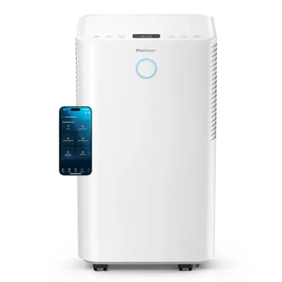 Immagine di Pro Breeze Deumidificatore Compressor Intelligente 12L/G con serbatoio dell&#039;acqua 2L, asciugatura dei vestiti e sensore di umidità Timer 24H, modalità notturna per umidità, muffa condensa