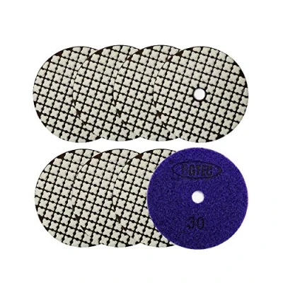 Immagine di BGTEC 100mm Set di Tamponi Diamantati a Secco 8 pezzi #30 Kit per Granito, Marmo, Pietra, Quarzo, Piastrelle, Bordi del Pavimento in Cemento, Lucidatura Controsoffitto
