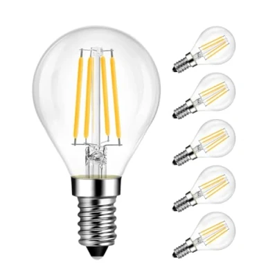 Immagine di Lampadina Filamento LED E14, LVWIT G45, 4W Equivalenti a 40W, 470Lm, Luce Bianca Calda 2700K, Non dimmerabile Pacco da 6