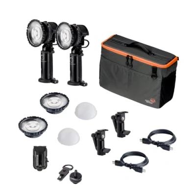 Immagine di StellaPro Reflex S Luce LED ibrida continua e flash stroboscopico per la fotografia, set di 2 luci