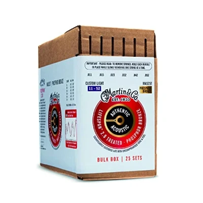 Immagine di MARTIN &amp; Co. MA535TBULK Authentic Lifespan 2.0 Custom Light 11 52 Phosphor Bronze, Confezione da 25