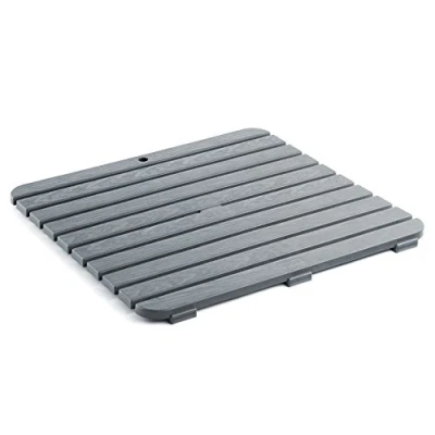 Immagine di TATAY Pedana Doccia Quadrata, In Polipropilene, Finitura Effetto Legno, Antiscivolo, Protezione Solare, Con Borchie Gomma, Misure 55 x cm, Grigio