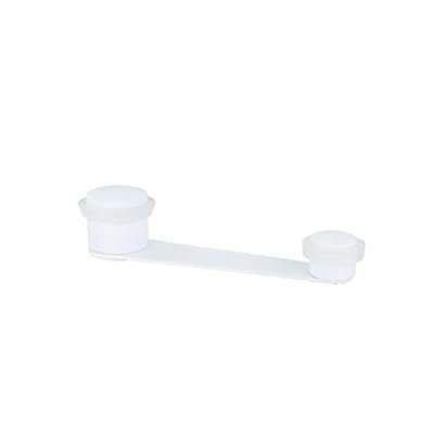 Immagine di EVI Herrajes Fermaporta bianco fissaggio adesivo o con vite + tassello fermo rotante cava utile 70 mm di spessore laccato gomma bianca acciaio inox Mod. I 152