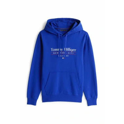 Immagine di Tommy Hilfiger LOGO Drawstring Felpa con cappuccio, Uomo, Taglia: XS, Wedge blue