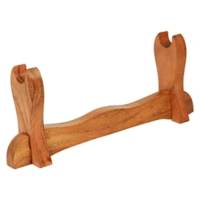 Immagine di Mythrojan Medieval Sword Stand Solid Wood Horizontal Display Rack for Katana, Samurai, Gladiator, Crusader Swords Elegant Tabletop Holder, 1 Tier
