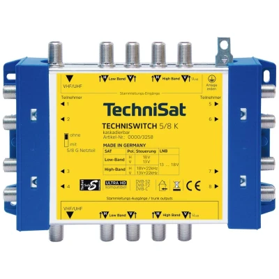 Immagine di TechniSat Techniswitch 5/8 K, Kaskade SAT multiswitch a cascata Ingressi (Multiswitch): 5 (4 satellitare / 1 terrestre) Numero utenti: 8