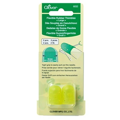 Immagine di clover Ditali: Gomma Flessibile: Grande: 2 Pezzi, Elastomero, Giallo, 18 mm