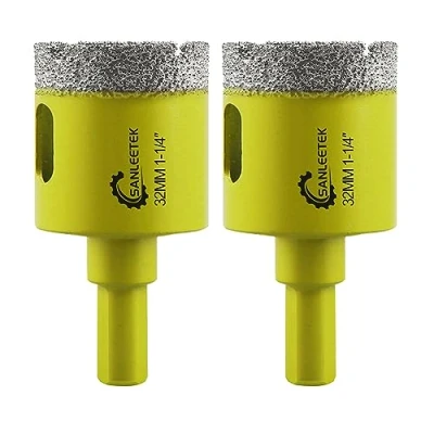 Immagine di Secco Punte per Trapano Diamantate 2pezzi 32mm Fresa Diamantata con Gambo Triangolo Ceramica Gres Porcellanato Granito Marmo Quarzo SANLEETEK