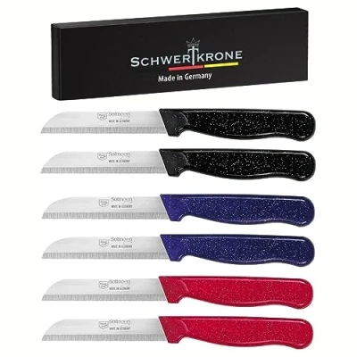 Immagine di Schwertkrone Set di 6 coltelli da cucina dentati Made in Germany Solingen, coltello frutta e verdura, acciaio inox