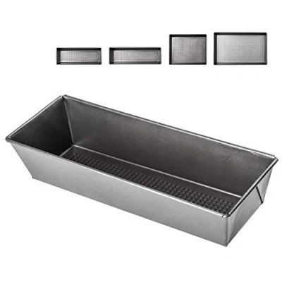 Immagine di KADAX Teglia da forno rettangolare con rivestimento antiaderente, in Acciaio, per torte, tostapane, biscotti, distribuzione del calore, colore: argento, 35 x 11,5 7,5cm