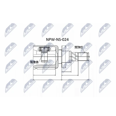 Immagine di NTY NPW NS 024 Kit Giunto Omocinetico cambio manuale, Trasmissione automatica Assale anteriore Sx, Dx, sul lato del