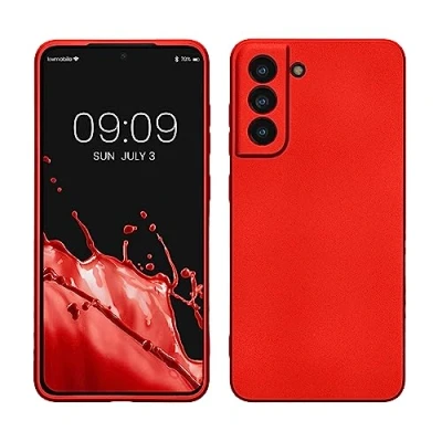 Immagine di kwmobile Custodia Compatibile con Samsung Galaxy S21 FE Cover Back Case Morbida Protezione in Silicone TPU Effetto metallizzato rosso scuro