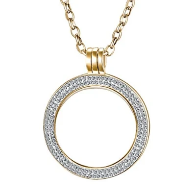 Immagine di Morella Collana Donna in Acciaio Inossidabile da 70 cm con Moneta Gioielli Zircone Ciondolo a 33 mm Oro