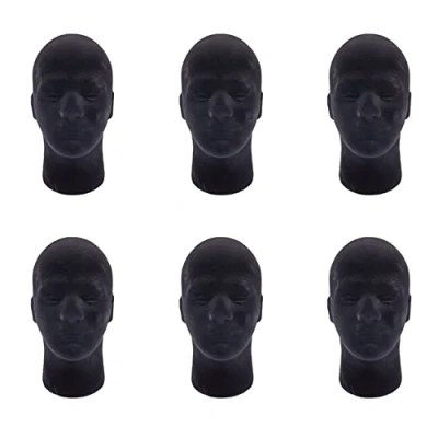 Immagine di Jojomino 6X polistirolo Schiuma Manichino Testa Modello Parrucche Occhiali Cap Display Stand Nero