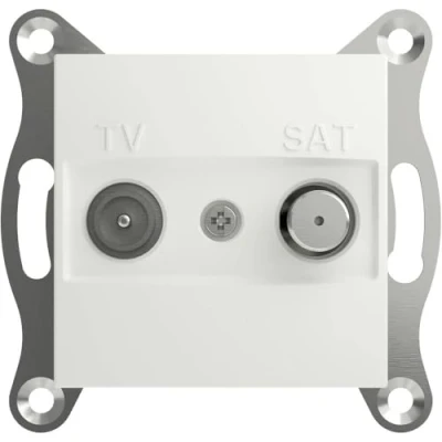Immagine di Schneider Electric Asfora EPH3470121D Presa terminale per TV SAT, 1dB, IEC+F, 2 uscite, inserto a incasso, colore: Bianco