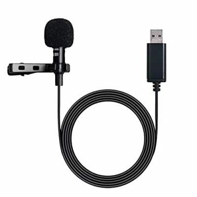 Immagine di NewTH Microfono USB Lavalier da bavero con cavo 2 m per laptop, computer, PC, conferenze in streaming, interviste, canto online, Skype, MSN, registrazione audio e video