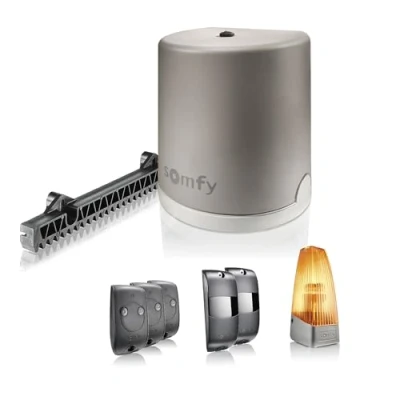 Immagine di Somfy 1240631 Motorizzazione Freevia Line RTS per cancello scorrevole Fornito con 3 telecomandi Keytis, luce arancione, fotocellule e 4m di cremagliera Compatibile TaHoma (Switch)