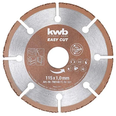 Immagine di kwb 790140 Easy Cut disco da taglio universale in metallo duro 115 mm x 1,0 mm, flessibile per vari materiali, foro 22,23 115mm