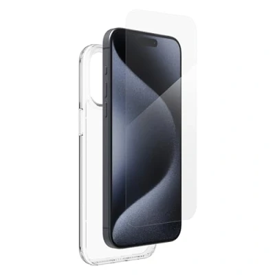 Immagine di ZAGG InvisibleShield Glass Elite 360 ​​Pellicola Protettiva Compatibile per Apple iPhone 15 Pro Max, Senza Sbavature, Copertura Completa