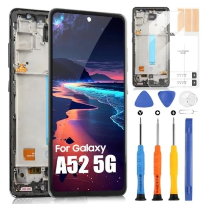 Immagine di LCD Schermo per Samsung Galaxy A52 5G Display A526B Touch Screen Digitizer Assembly con Riparazione Kit(Nero Cornice,Non 4G, Senza Fingerprint Unlocking)
