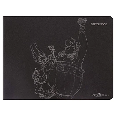 Immagine di Clairefontaine 813001C Taccuino Visual Piqué &#039;&#039;Asterix Penciled Sketchbook&#039;&#039; su sfondo nero, 60 pagine di carta da disegno tinta unita avorio 90g, 16x21 cm, copertina nera, 2 immagini, libr. Casuale