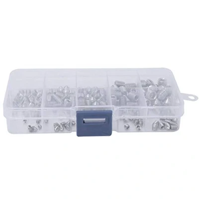 Immagine di Kit di grani filettati, 200 pezzi M3/M4/M5/M6/M8 vite a brugola in acciaio inossidabile con esagono incassato per strumenti precisione senza testa