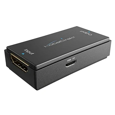 Immagine di KabelDirekt Ripetitore Attivo HDMI 2.0 Amplificatore di Segnale, UHD 4K/60 Hz, HDR, HDCP 2.2, Portata Max. 50m, connettore Femmina a Femmina, amplificare Il Segnale HDMI, Nero