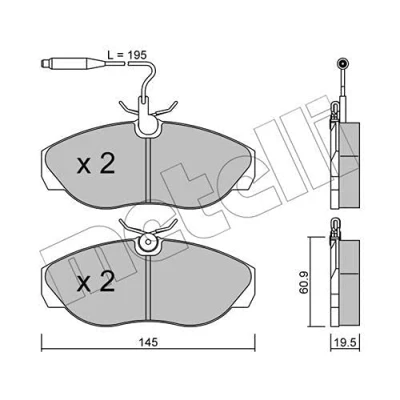 Immagine di METELLI 22 0154 0 Kit pastiglie freno Con contatto segnalazione usura FIAT: Ducato II Van, Camion pianale/Telaio, Bus