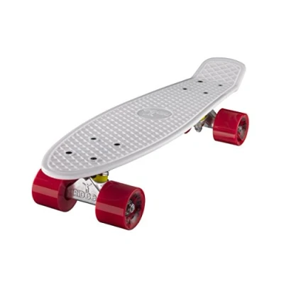 Immagine di Ridge Mini Cruiser Skate Skateboard retro 22&quot; completo nel bianco, fatto in l&#039;UE, cuscinetti ABEC 7, alta qualità formula segreta di plastica