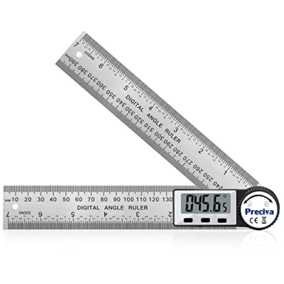 Immagine di Goniometro Digitale, Preciva 400mm Righello Angolare Display LCD 360 Misura Angolo in Acciaio Inox, con Funzione di Bloccaggio per Lavoro del Legno, Costruzione e Misurazione