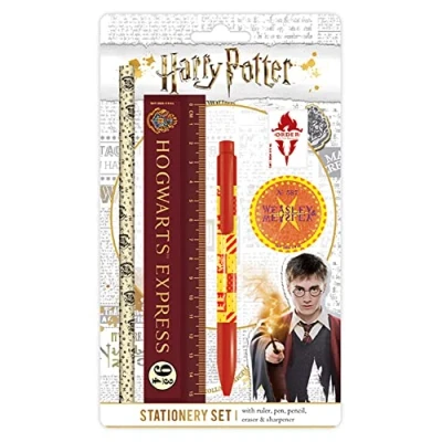 Immagine di Set di cancelleria con penna, matita, righello, gomma, motivo: Harry Potter Hogwarts Express