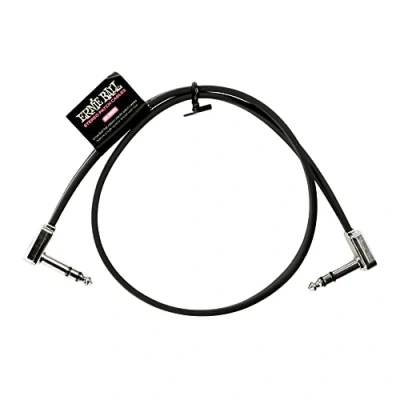 Immagine di Ernie Ball, Singolo cavo patch piatto con jack stereo a pipa, lunghezza 61 cm, Nero