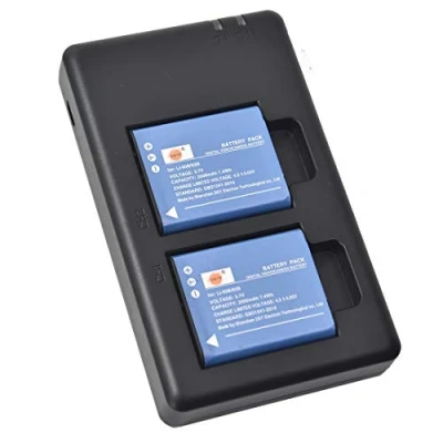 Immagine di DSTE LI 90B Batteria di ricambio (2 pacchetti) e caricatore rapido doppio compatibile per Olympus SH 1 2 50 iHS 60 SP 100 Tough TG